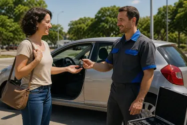 Profissional de chaveiro abrindo um carro em Ilhéus.