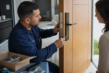 Profissional instalando uma fechadura em Ilhéus.